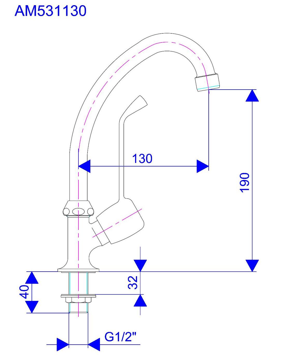 ROSAN Zawór stojący "lekarski" J130 MEDICAL AM531130