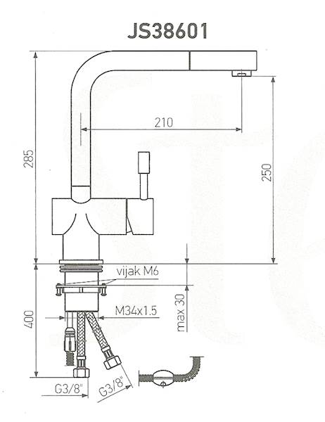 ROSAN Bateria zlewozmywakowa stojąca stal nierdzewna STEEL JS38601