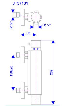 ROSAN Termostatyczna bateria natryskowa z natryskiem ręcznym THERMO2 JT37101