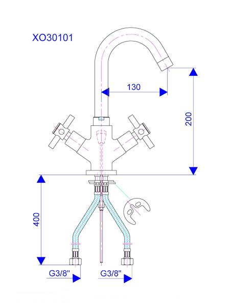 ROSAN Bateria umywalkowa stojąca XO XO30101