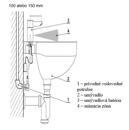 SENZOR WBS 2.2 A.1-150 Bezdotykowa bateria umywalkowa stojąca 6V DC