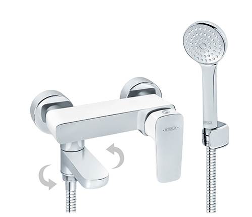 Bateria natryskowa z natryskiem ręcznym WHITE