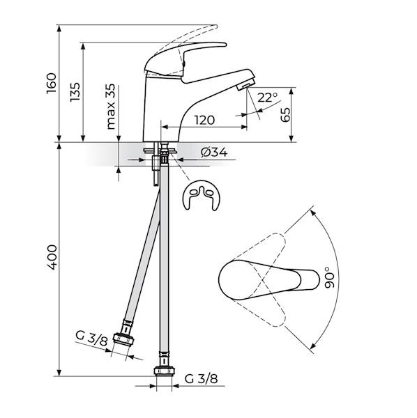 ROSAN Bateria umywalkowa stojąca KING J301001