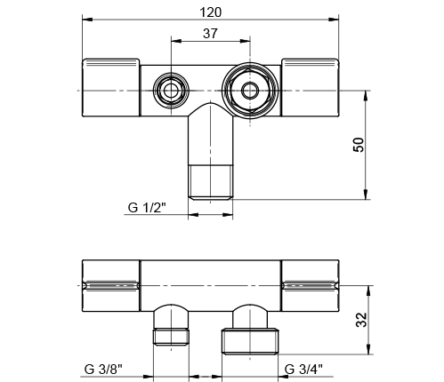 Zawór umywalkowy 1/2"x3/8"x3/4" N