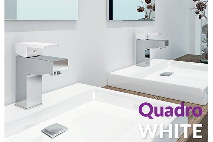 ROSAN Bateria wannowa z natr. ręcznym QUADRO WHITE