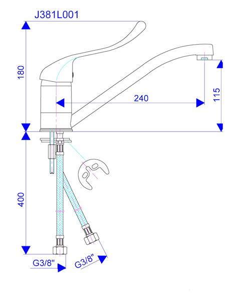 Bateria zlew. stoj. lekarska BUL-ZS 1 KING 500mm