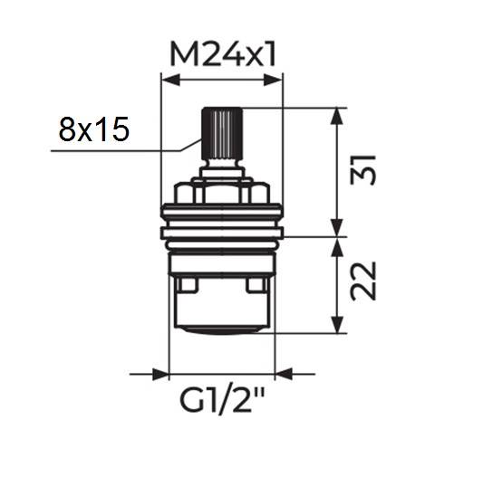 ARSID Głowica ceramiczna 1/2" do baterii dwuuchwytowych