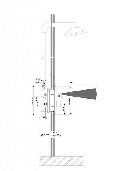 SENZOR SABA R1.2-TL EXT Bezdotykowa bateria prysznicowa podtynkowa 6V DC