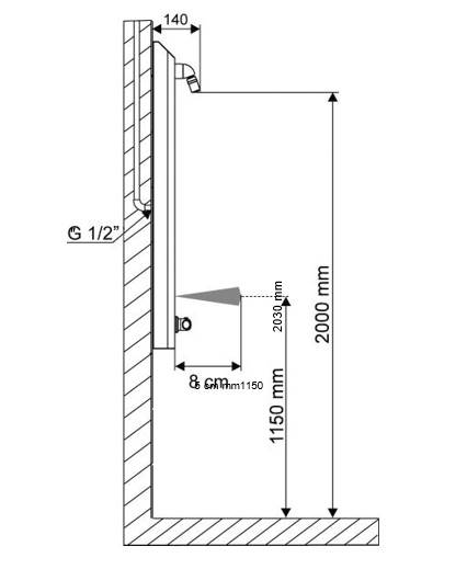SENZOR SABA Q.1.2-TL EXT Bezdotykowy panel natryskowy 6V DC