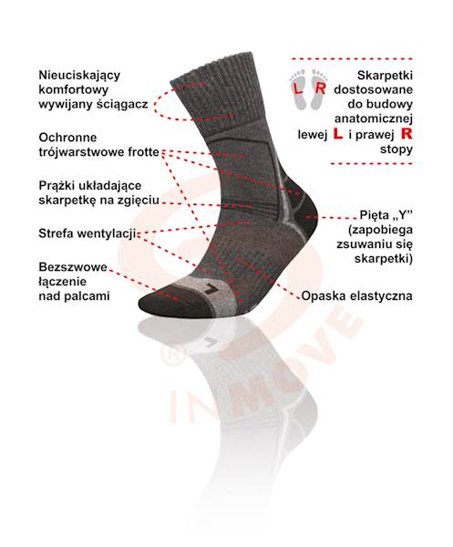 Skarpetki TREKKING DEOD. czarno-antracytowy 44-46