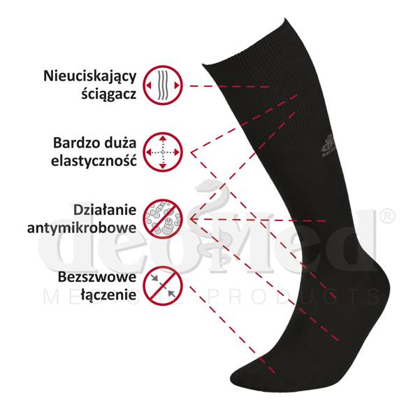 Podkolanówki DEOMED BAM. LONG SILVER czarny 43-46