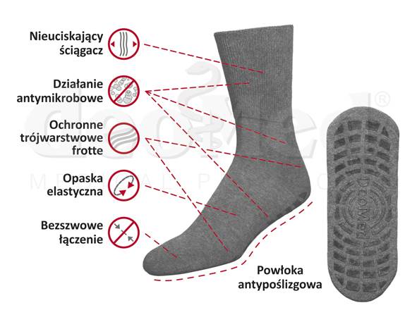 Skarpetki MEDIC SILVER ANTI-SLIP szary 38-40