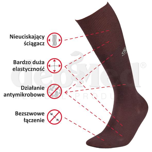 Podkolanówki DEOMED BAMBOO LONG brązowy 43-46 *)