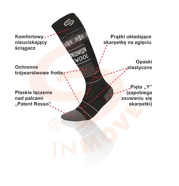 SKI D.THERMOWOOL czarno-niebieski 41-43