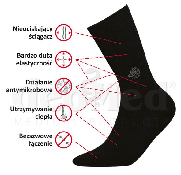 Skarpetki DEOMED WOOL SILVER czarny 43-46