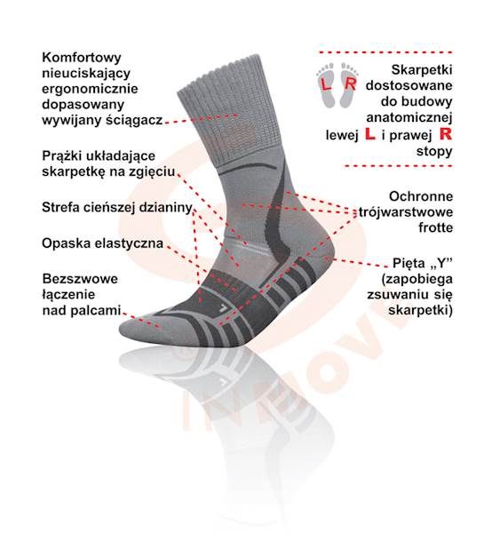 Skarpetki TREKKING DEOD.SILVER szary ciemny 35-37