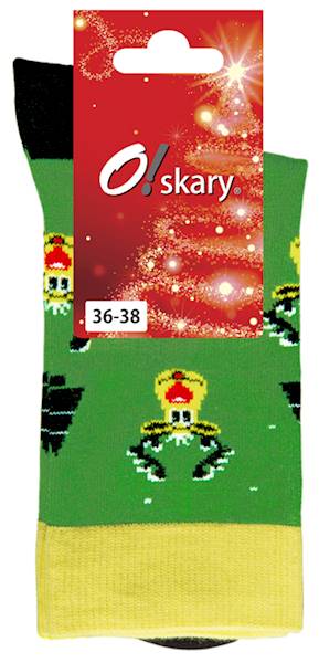 Skarpetki O!skary d.RENIFER GŁADKI zielony 36-38