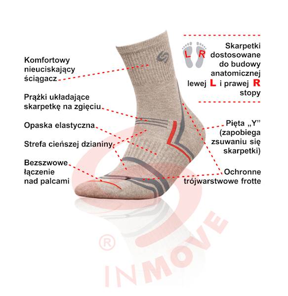 Skarpetki NORDIC WALKING DEOD. beżowy 35-37