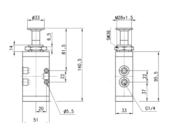 CAMOZZI 434-915 ZAWÓR RĘCZNY 3/2 NC G 1/4