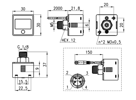CAMOZZI PG010-PB-1/8 MANOMETR CYFROWY
