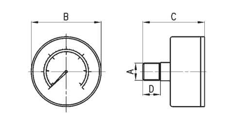 CAMOZZI M043-P10 MANOMETR 0-10bar 1/8 TYLNE