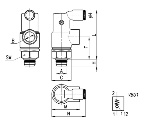 CAMOZZI VBU 1/4 ZAWÓR BLOKUJĄCY G1/4"