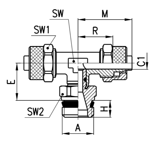 CAMOZZI 1431 8/6-1/8 TRÓJNIK T FI 8/6 GW 1/8