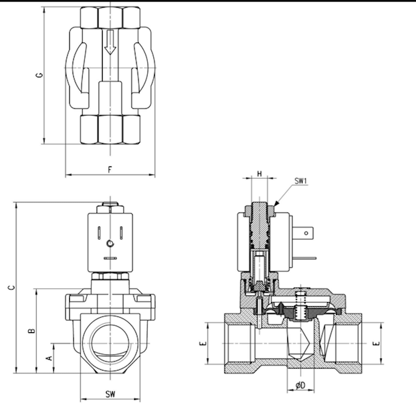 CAMOZZI CFB-A25P-W1 ELEKTROZAWÓR 2/2 NC G3/4 (FKM)