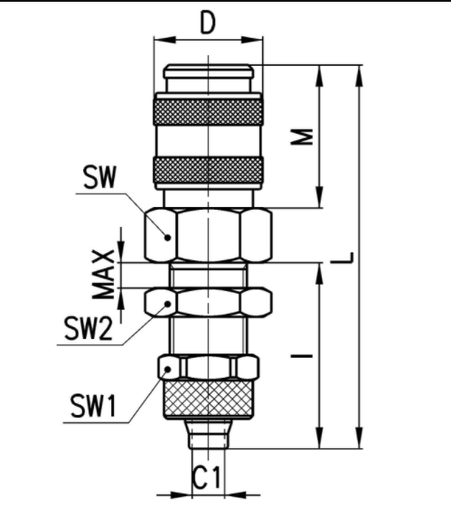 CAMOZZI 5055 6/4 SZYBKOZŁĄCZKA DN5 GRODZIOWA 6/4
