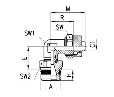 CAMOZZI 1541 10/8-1/4 ZŁĄCZKA OBROTOWA "L"
