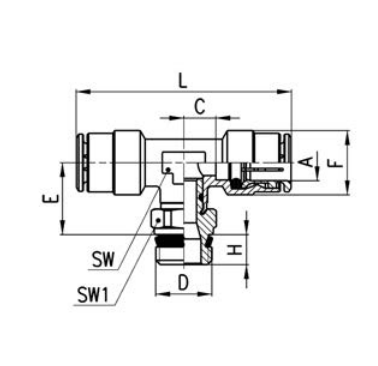 CAMOZZI S6430 10-3/8 TRÓJNIK WTYKOWY T OBROTOWY GZ