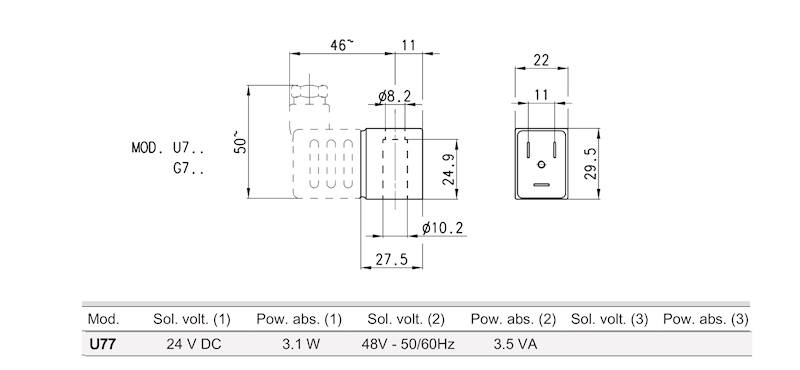 CAMOZZI A83 CEWKA 24 VDC