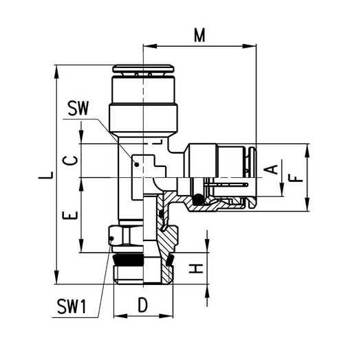 CAMOZZI S6440 10-3/8 TRÓJNIK WTYKOWY T OBROTOWY GZ