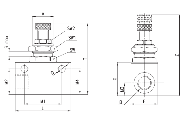 CAMOZZI RFO 346-1/4 ZAWÓR DŁAWIĄCY G 1/4