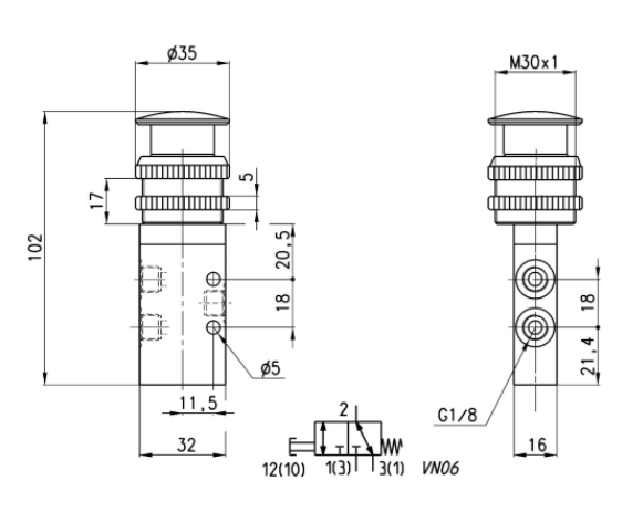 CAMOZZI 338-977 ZAWÓR RĘCZNY 3/2 NC G 1/8''