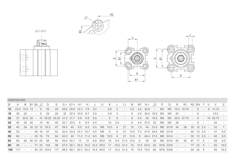 CAMOZZI QPR2A063A020 SIŁOWNIK