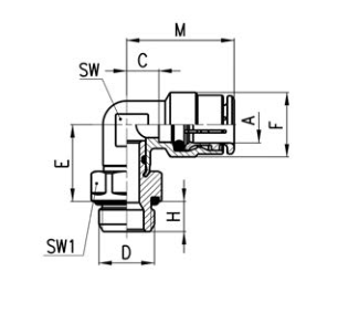 CAMOZZI 6522 4-1/4 ZŁĄCZKI WTYKOWE KĄTOWE METAL.
