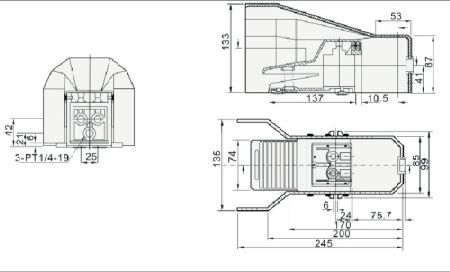 UP F522C-08 ZAWÓR NOŻNY 5/2 BEZ BLOKADY MONOSTAB.