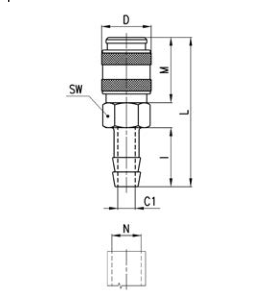 CAMOZZI 5056 09 SZYBKOZŁĄCZKA DN5 POD WĄŻ FI 9