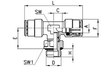 CAMOZZI 6432 8-3/8 TRÓJNIK OBROTOWY 8-3/8