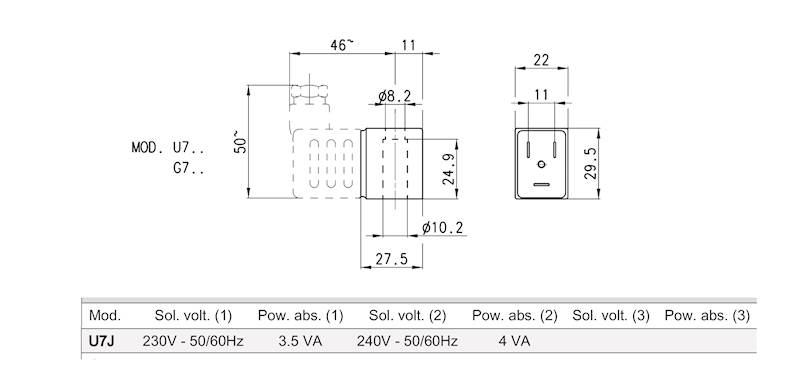 CAMOZZI U7J CEWKA 230V-50/60Hz