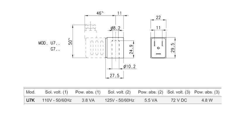 CAMOZZI U7K CEWKA 110V-50/60Hz