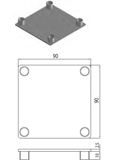 ALUSIC 084201023 ZAŚLEPKA 90X90 CZARNA