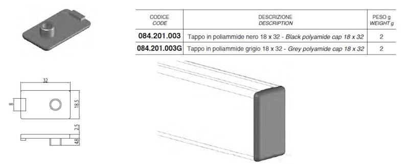 ALUSIC 084201003 ZAŚLEPKA 18X32 CZARNA
