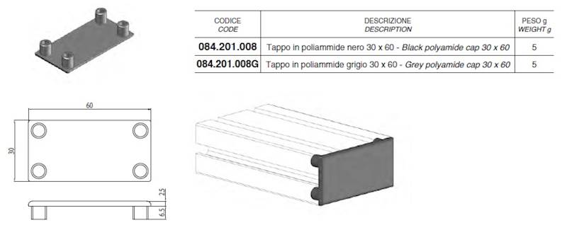 ALUSIC 084201008 ZAŚLEPKA DO PROFILI 30X60 CZARNA