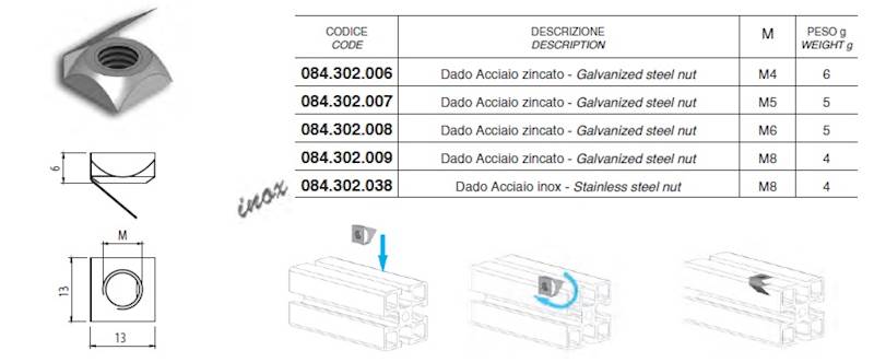 ALUSIC 084302008 NAKRĘTKA ZE SPRĘŻYNĄ POZYCJ. M6 