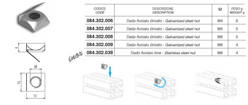 ALUSIC 084302007 NAKRĘTKA ZE SPRĘŻYNĄ POZYC. M5