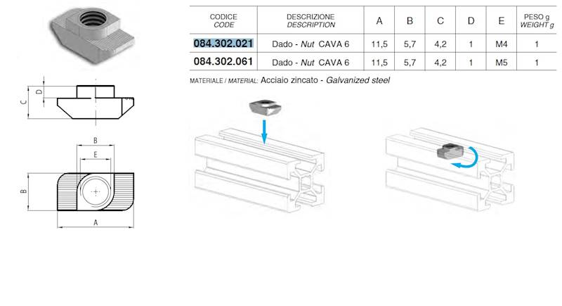 ALUSIC 084302021 NAKRĘTKA MŁOTECZKOWA M4 SLOT R6