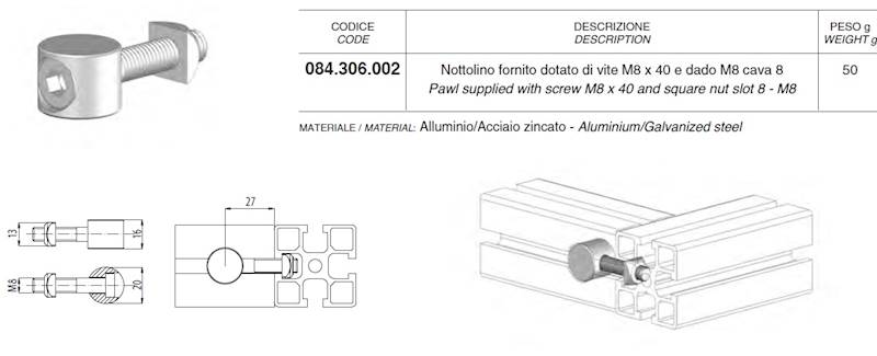 ALUSIC 084306002 POŁĄCZENIE ŚRUBOWE M8X40 R8