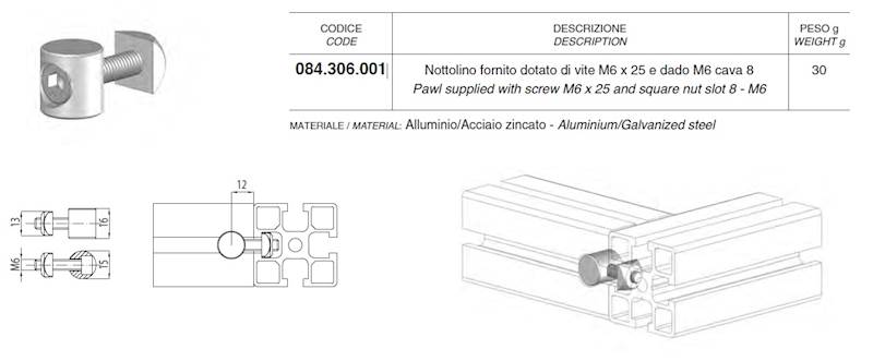 ALUSIC 084306001 POŁĄCZENIE ŚRUBOWE M6X25 R8